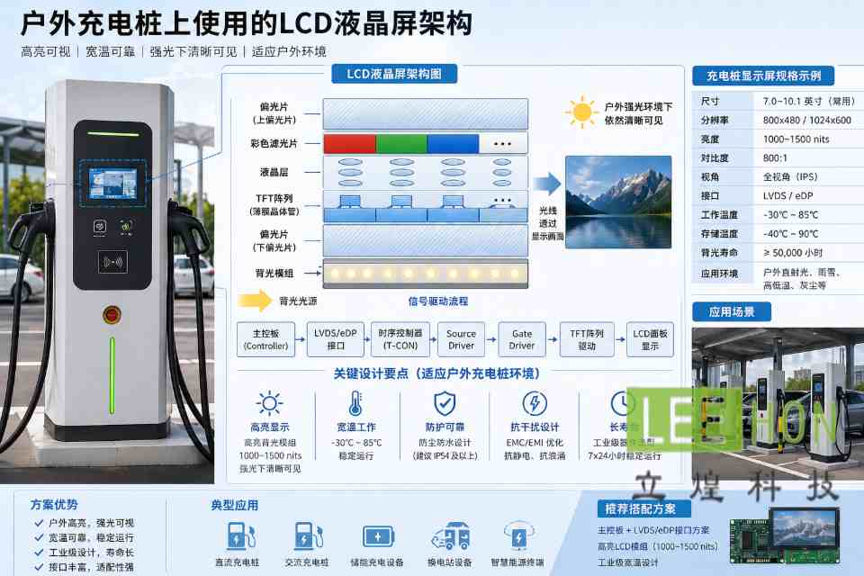 户外充电桩上使用的LCD工业液晶屏应该怎么选?可以配触摸屏功能么? 户外充电桩上使用的LCD工业液晶屏应该怎么选?可以配触摸屏功能么?